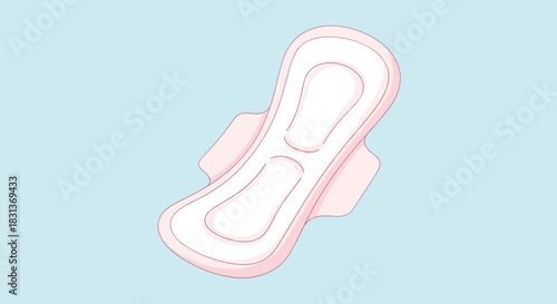 A clear and simple vector illustration of a feminine hygiene sanitary napkin with wings for menstruation period protection.