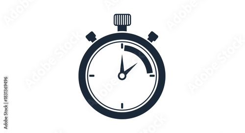 A simple dark blue icon of a classic analog stopwatch or timer used for measuring time intervals in sports or work.