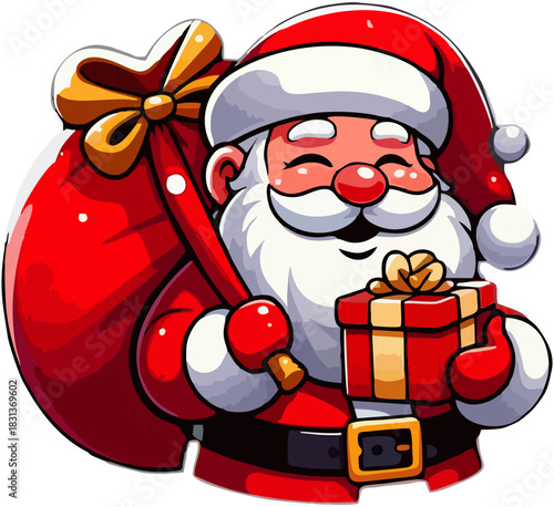 Cute Santa Claus Waving – Christmas Cartoon Illustration