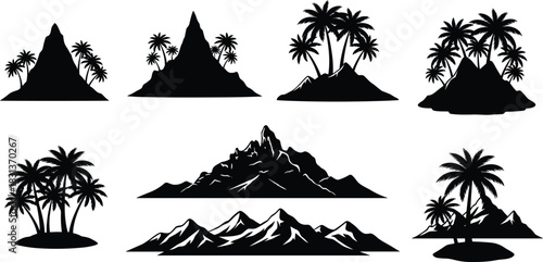 Large group of twelve black bat vector silhouettes flying with spread wings in different poses, representing Halloween, spooky wildlife, nocturnal animals, or gothic horror design elements 