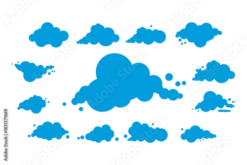 Collection of Blue Clouds in Various Shapes and Sizes.