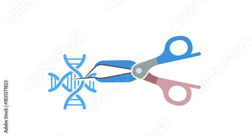 Innovative CRISPR technology for gene editing with scissors cutting DNA strand offering precise and targeted solutions for medical research advancements
