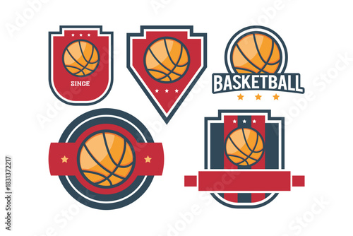 Basketball Emblems and Badges Collection Vector Art.
