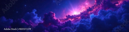 Deep cosmic nebula, black noise, dark blue purple glow , stars, background