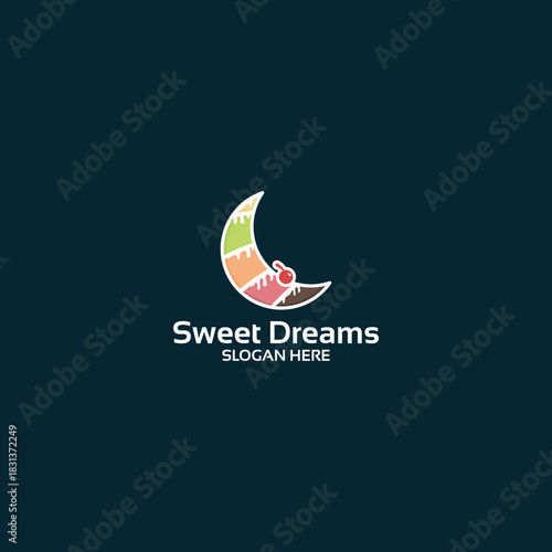 Sweet Dreams logo with crescent moon and colorful segments.