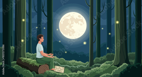 Serene Meditation Under Moonlight: Finding Peace and Tranquility in Nature