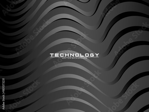 Black background vector luxury invitation card. Elegant wavy lines pattern on black background. Premium design illustration for wedding, vip cover template, grand opening, flyer, etc.