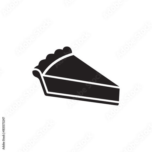 Simple black icon of a delicious slice of pie, a sweet dessert pastry.