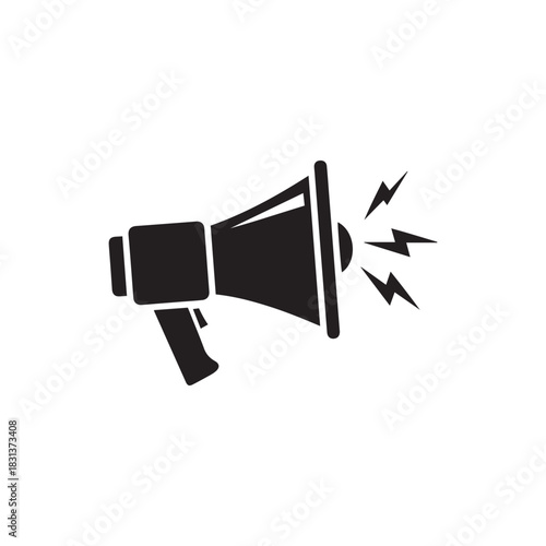 Megaphone icon broadcasting sound waves, attention, announcement, marketing