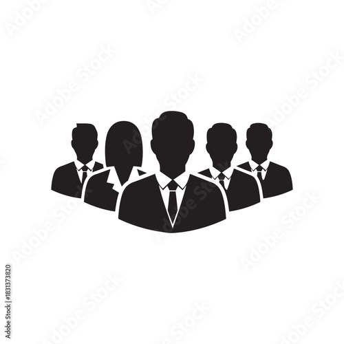 Professional business group silhouette icon for corporate teamwork concept.