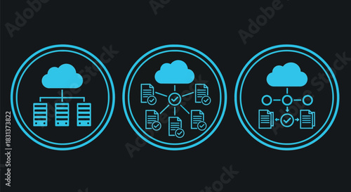 Cloud computing data management system network diagram illustration