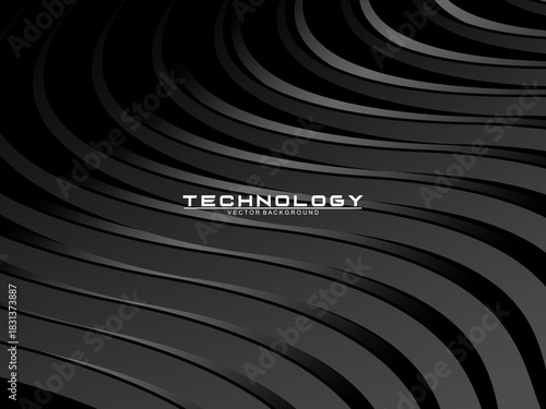 Black background vector luxury invitation card. Elegant wavy lines pattern on black background. Premium design illustration for wedding, vip cover template, grand opening, flyer, etc.