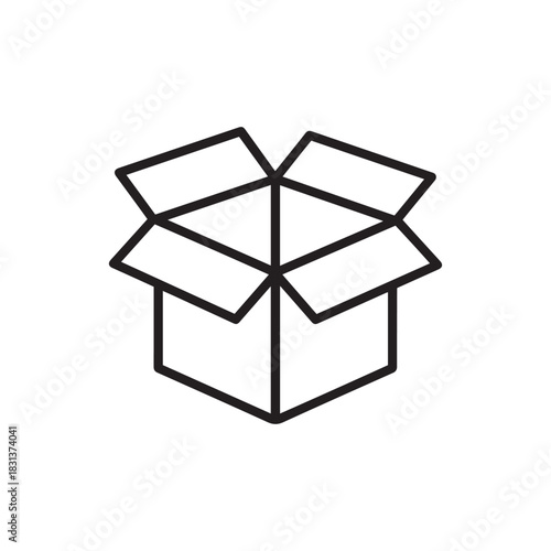 Open carton box line art icon for delivery, shipping, and storage concepts