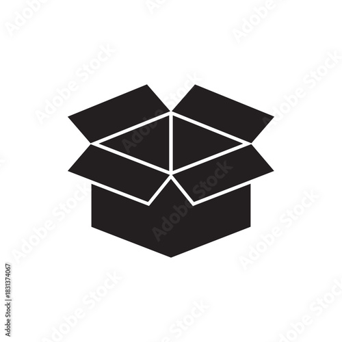 Open black box icon for delivery and shipping business logistics symbol
