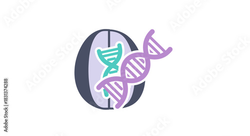 Colorful DNA strands in modern design for science, medicine or genetics projects, perfect for presentations and marketing materials about healthcare advancements