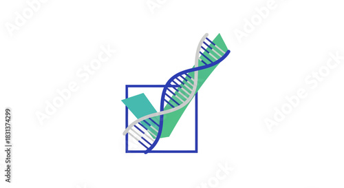 Innovative DNA research concept showing scientific validation and genetic checkmarks for breakthroughs in healthcare and biotechnology progress