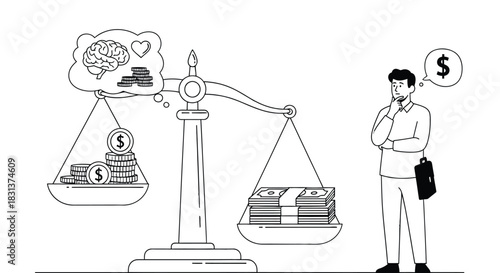 Balancing money with happiness finding financial success vector