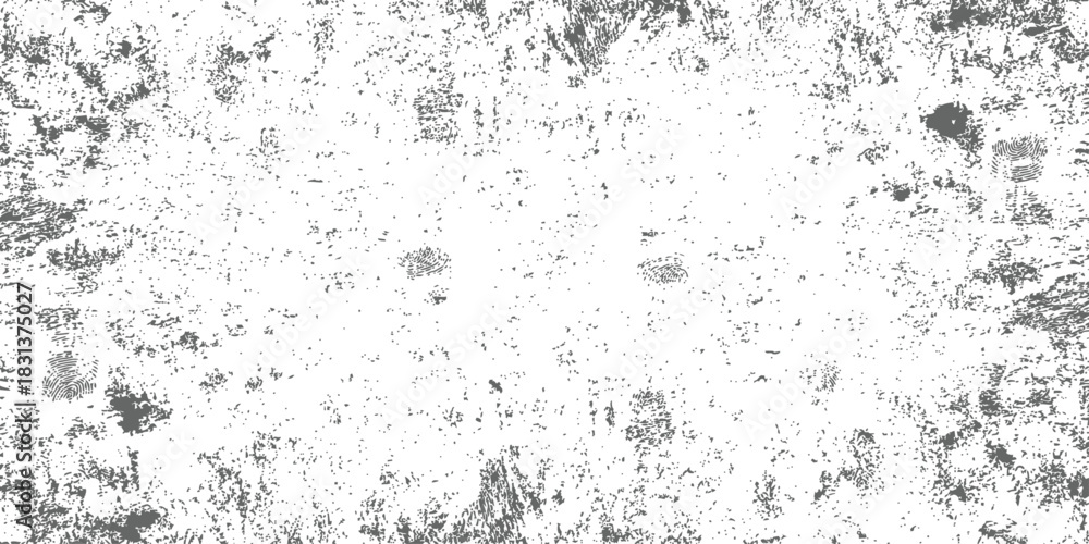 Fototapeta premium Black and White Distressed Grunge Texture Overlay Vector Background Rough Speckled Dots and Scratches Aged Surface