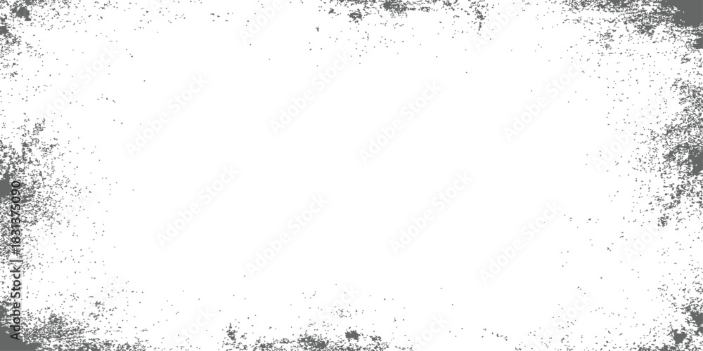 Obraz premium Distressed grunge texture border overlay black and white vector abstract background frame