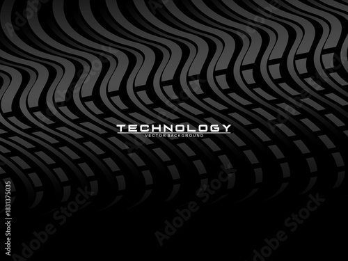 Black background vector luxury invitation card. Elegant wavy lines pattern on black background. Premium design illustration for wedding, vip cover template, grand opening, flyer, etc.