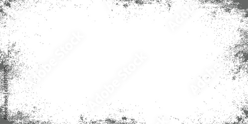 Distressed grunge texture border overlay black and white vector abstract background frame