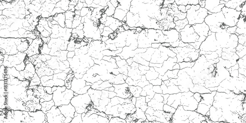 Seamless Cracked Grunge Texture Overlay Vector Distressed Black and White Abstract Background Pattern