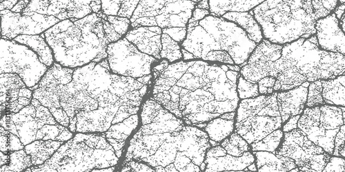 Cracked Earth Grunge Texture Overlay Distressed Monochrome Background Vector