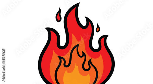 Stylized illustration of a bright orange and red flame.