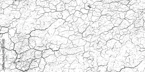 Black and white vector cracked distressed texture grunge overlay background surface pattern design element