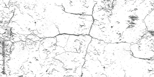 Vector grunge overlay cracked distressed texture black and white abstract background element for graphic design