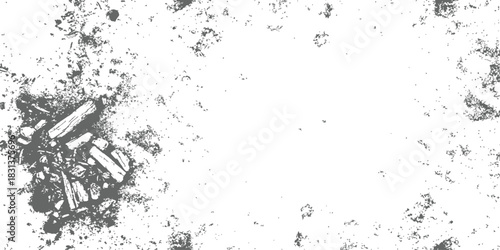 Distressed grunge vector texture background with charcoal debris and dust speckles Black and white graphic overlay effect