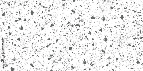 Seamless Terrazzo Stone Aggregate Pattern Vector Texture Dark Gray and White Speckled Background Distress Grit Abstract Monochrome Overlay