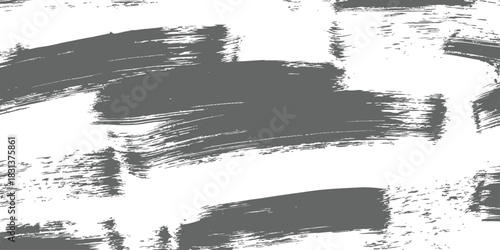 Abstract Hand Drawn Monochrome Brush Strokes Background Dark Gray Paint Smears Artistic Vector Texture Pattern