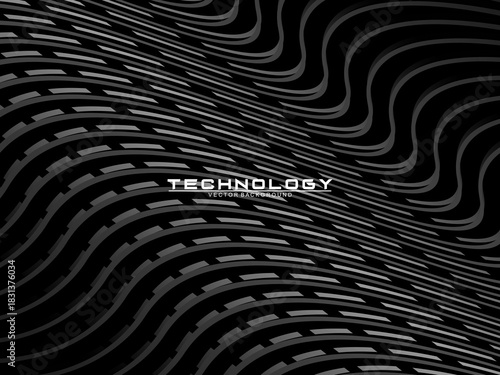 Black background vector luxury invitation card. Elegant wavy lines pattern on black background. Premium design illustration for wedding, vip cover template, grand opening, flyer, etc.