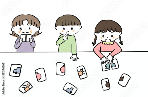 合わせ絵カードを楽しむ子ども達