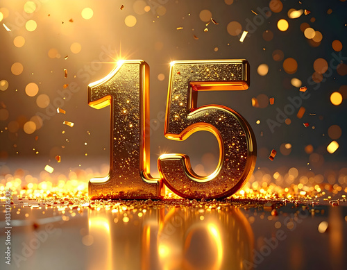 Glowing Golden Number 15 Celebration	