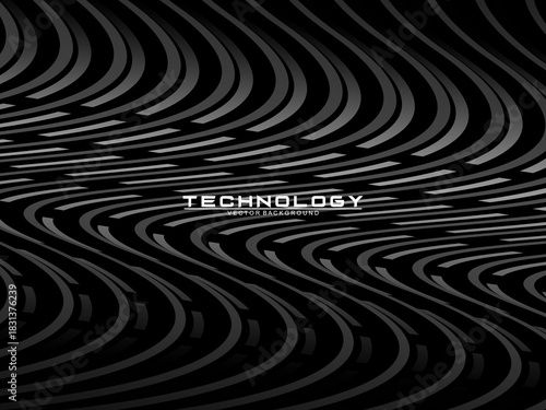 Black background vector luxury invitation card. Elegant wavy lines pattern on black background. Premium design illustration for wedding, vip cover template, grand opening, flyer, etc.