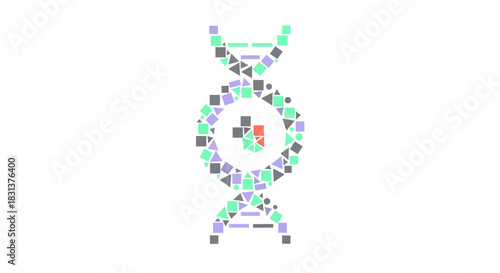 Modern DNA Strand Concept with Geometric Shapes for Science, Medical, and Healthcare Visuals - Perfect for Innovation and Research Projects