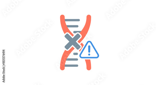 Genetic warning icon presents a risk of DNA mutation and damage, signaling potential health concerns and the need for careful research and prevention