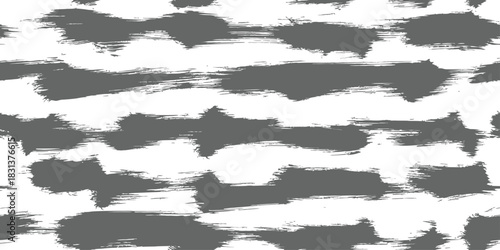 Gray Grunge Horizontal Brush Strokes Seamless Pattern Abstract Hand Painted Texture Background