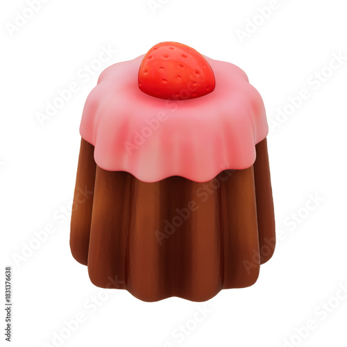 3d canele pastry with strawberry topping