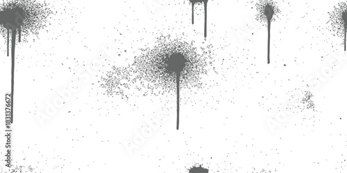 Seamless Spray Paint Splatter and Drip Grunge Texture Background Vector Illustration Grayscale Monochrome Repeating Pattern Urban Graffiti Element