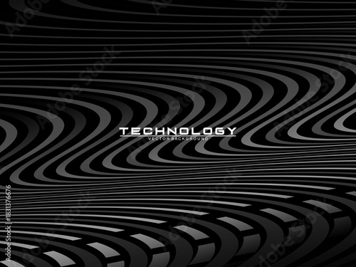 Black background vector luxury invitation card. Elegant wavy lines pattern on black background. Premium design illustration for wedding, vip cover template, grand opening, flyer, etc.