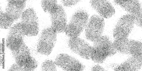 Seamless Fingerprint Pattern Background Grungy gray thumbprint texture vector for forensic identity and crime security design