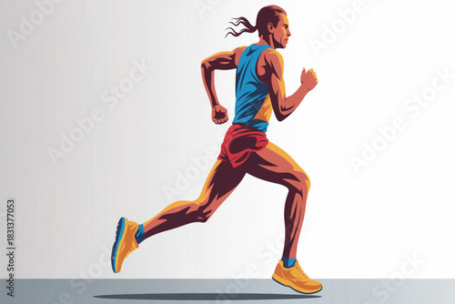 Dynamic Runner Athlete in Action Vector Illustration