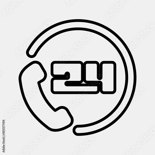 Icon 24 hour support. Black Friday Sale elements. Icon in line style.