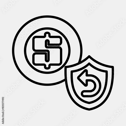 Icon cashback guarantee. Black Friday Sale elements. Icon in line style.