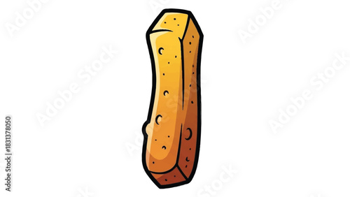 A cartoon illustration of a single french fry standing upright.