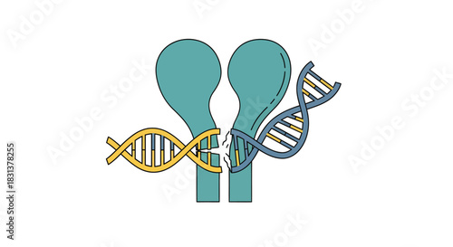 Innovative CRISPR gene editing concept with DNA strand breaking for scientific research and medicine advancements in healthcare and biotechnology solutions