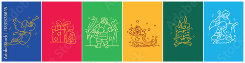 Christmas baubles arranged on a blue background, creating a festive holiday card design. Decorative Christmas ornaments forming a border. Merry Christmas and Happy New Year backdrop.